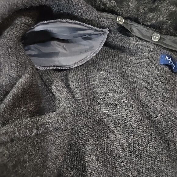 100%Wool Sweater Jacket Faux Fur SzLg Removable Collar Fuzzy Cozy Preppy Y2K NWT - Picture 15 of 16